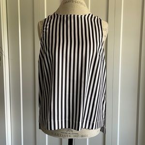 Black and white striped, sleeveless silk top, Sz 6